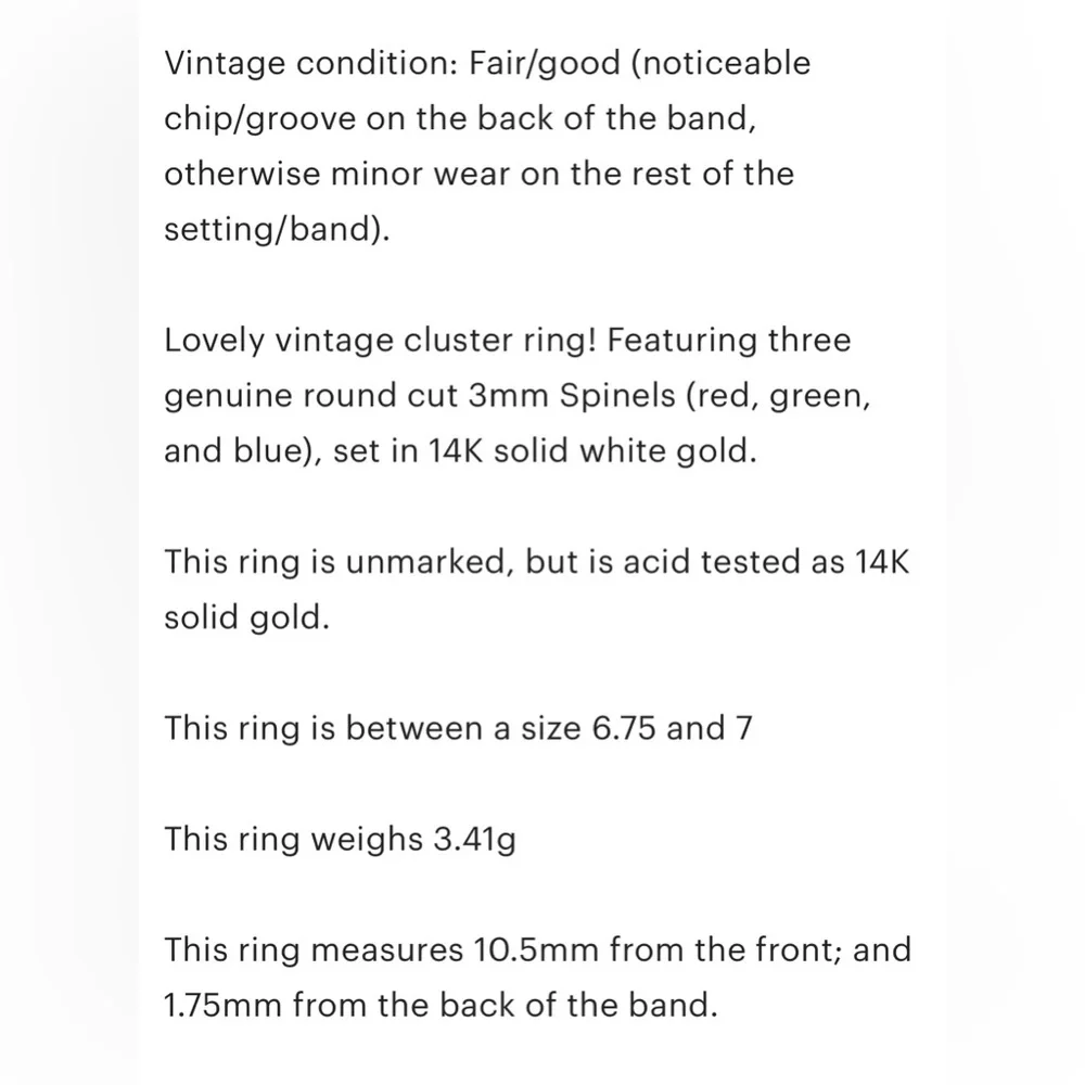 14K Rainbow Spinel red blue green gemstone cluster vintage white gold ring - Picture 12 of 12